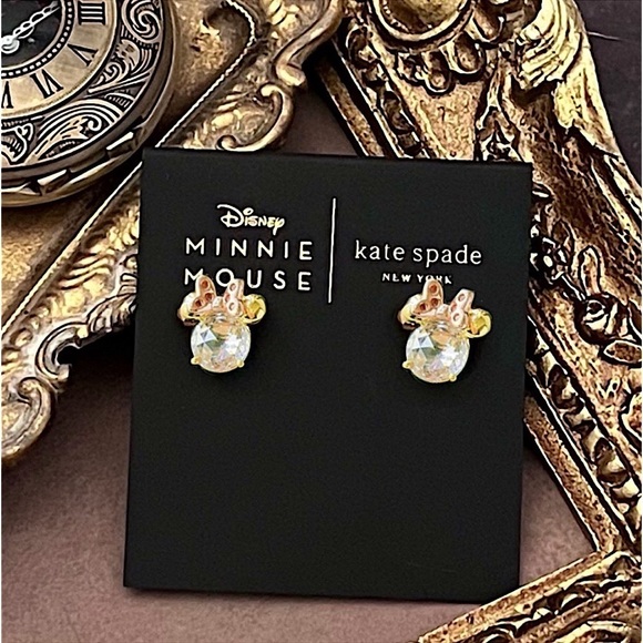 KATE SPADE • New York x Disney Minnie Mouse Stud Stone Gold Earrings - Picture 6 of 6